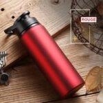 bouchon sport ecologique en acier inoxydable avec paroi simple rouge gourde 911 1