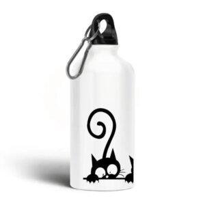 bouteille amusante au motif chats curieux pratique et elegante blanc alu 593 1
