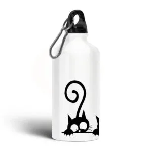 Bouteille Amusante Au Motif Chats Curieux - Pratique Et élégante! Blanc