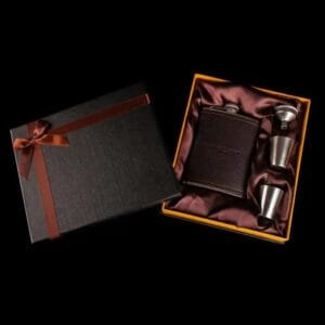 Coffret élégant Pour Amateurs De Whisky En Inox Et Cuir!