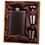 coffret elegant pour amateurs de whisky en inox et cuir flasque alcool 889 1