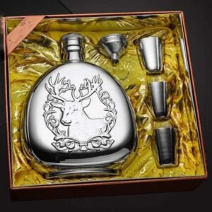 coffret vintage en inox flasque alcool et accessoires elegants alcool 109 1