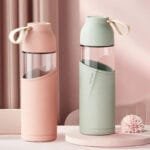 Découvrez La Gourde Jolie En Verre Avec Housse Façon Cuir!