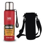 explorez la nature avec notre gourde isotherme 1 5l en inox rouge housse 391 1