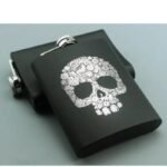 flasque alcool noir mat elegante tete de mort florale alcool 488 1