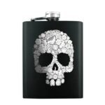 flasque alcool noir mat elegante tete de mort florale alcool 582 1
