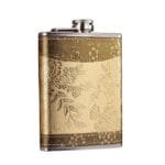Flasque Motif Floral En Inox: élégance Et Charme Assurés!