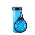 gourde double compartiment avec gamelle retractable pour vos animaux bleu 334 1