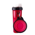 gourde double compartiment avec gamelle retractable pour vos animaux rouge 920 1