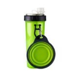 gourde double compartiment avec gamelle retractable pour vos animaux vert 790 1