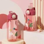 gourde eco responsable avec paille pour enfant pratique et stylee 400ml rouge 154 1