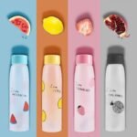 gourde en verre depoli aux motifs fruites un peps au quotidien 342 1