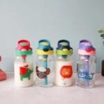 Gourde En Verre Pour Enfants Avec Paille Rétractable Et Motifs Animaliers!