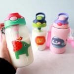 Gourde En Verre Pour Enfants Avec Paille Rétractable Et Motifs Animaliers!