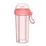 gourde innovante a double compartiment vos boissons un seul accessoire 420ml rose 944 1