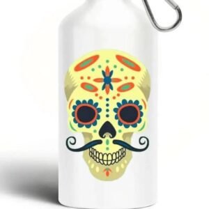 gourde motif tete de mort laccessoire parfait pour les fans fete blanc bouteille alu 235 1