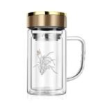 savourez votre the avec notre mug isotherme en verre double paroi 350 ml avec anse 537 1